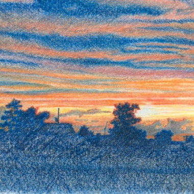 Sunset, . Pencil drawing by Katerina Wood