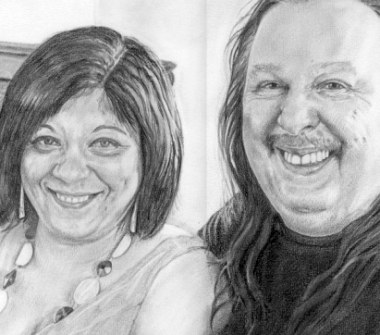 Adam's parents, framed with mount. Pencil drawing by Katerina Wood